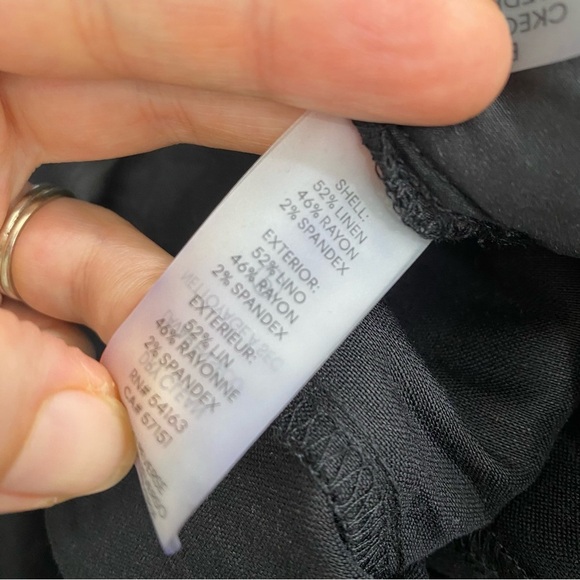 NEW Calvin Klein Pants 3X Black Linen Blend Wide Leg Crop Pull On Elastic Waist - Picture 8 of 8